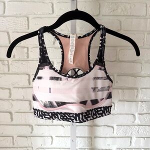 Lululemon Size 4 Strappy Racerback Sports Bra Pink Black Print High Support